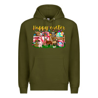 Army Green Happy Easter Animal Car Premium Hoodie - CowhideDigitalArt