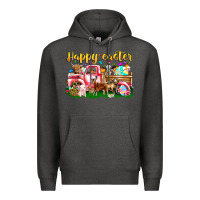 Charcoal Heather Happy Easter Animal Car Premium Hoodie - CowhideDigitalArt