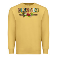 Antique Gold blessed and floral cross Premium Sweatshirt - BarkalooDesign