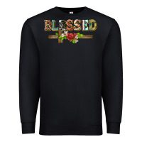 Black blessed and floral cross Premium Sweatshirt - BarkalooDesign