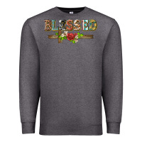 Charcoal Heather blessed and floral cross Premium Sweatshirt - BarkalooDesign