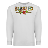 Dove Grey blessed and floral cross Premium Sweatshirt - BarkalooDesign