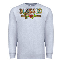 Heather Grey blessed and floral cross Premium Sweatshirt - BarkalooDesign