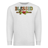 Oatmeal Heather blessed and floral cross Premium Sweatshirt - BarkalooDesign