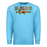 Ocean Blue blessed and floral cross Premium Sweatshirt - BarkalooDesign