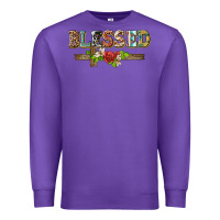 Purple blessed and floral cross Premium Sweatshirt - BarkalooDesign