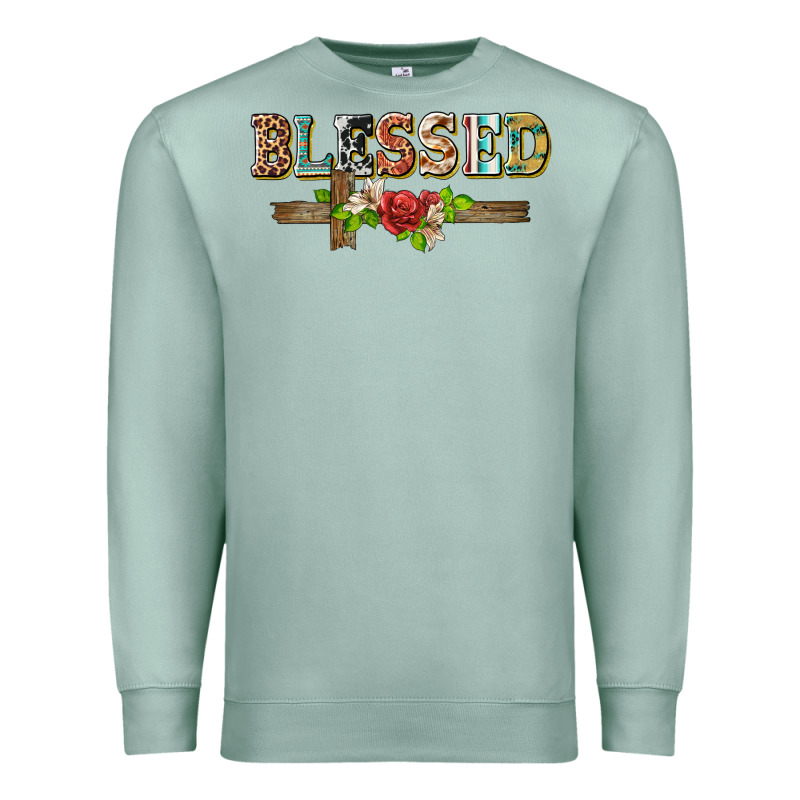 Blessed And Floral Cross Premium Sweatshirt by BarkalooDesign | Teevron