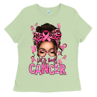 Matcha lets beat cancer afro messy bun Ladies Tee - texasbilliewilder