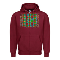 Burgundy autism awareness leopard puzzle brush stroke Zipper Hoodie - Artiststas
