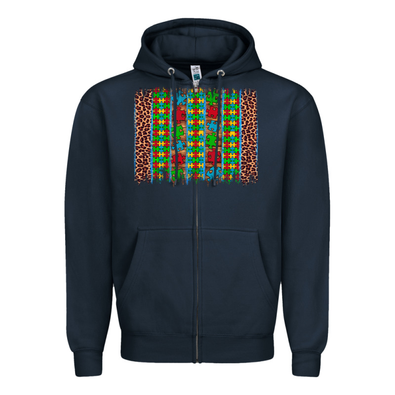Autism Awareness Leopard Puzzle Brush Stroke Zipper Hoodie by Artiststas | Teevron
