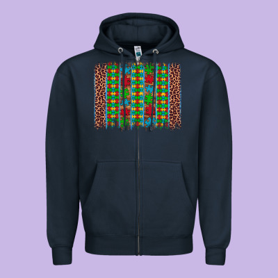 Autism Awareness Leopard Puzzle Brush Stroke Zipper Hoodie Designed By Artiststas