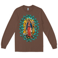 Chestnut Our Lady Of Guadalupe Gemstone Sunflowers Long Sleeve Tee - FaDigitalArtStudio