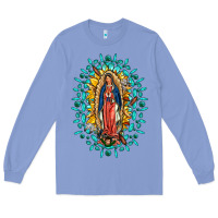 Colony Blue Our Lady Of Guadalupe Gemstone Sunflowers Long Sleeve Tee - FaDigitalArtStudio