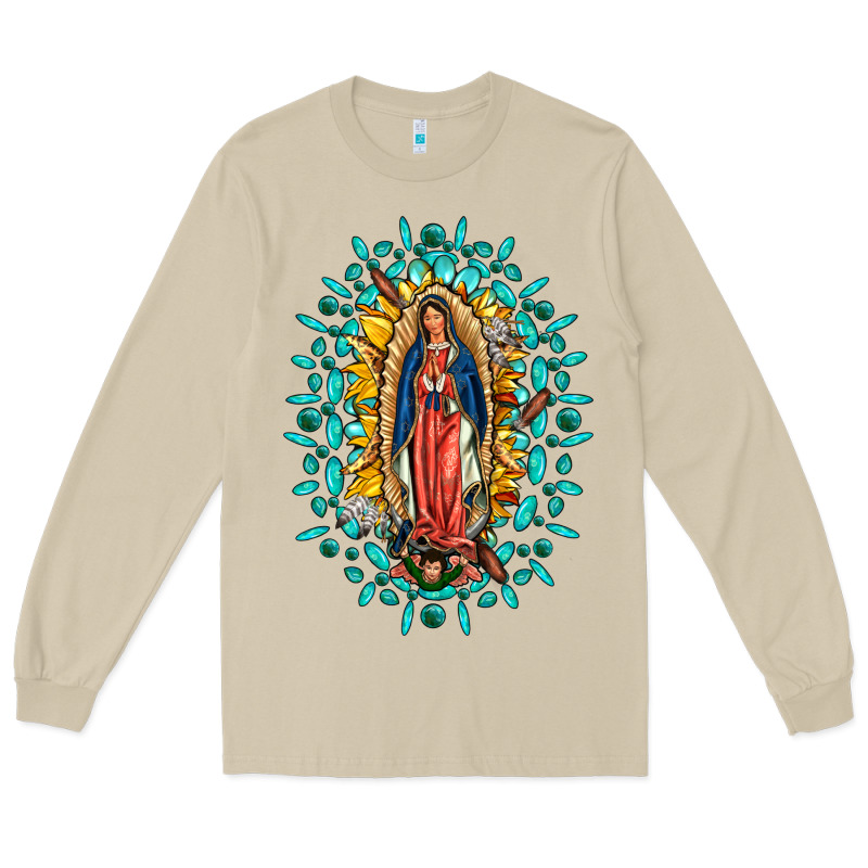 Our Lady Of Guadalupe Gemstone Sunflowers Long Sleeve Tee by FaDigitalArtStudio | Teevron