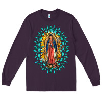 Plum Our Lady Of Guadalupe Gemstone Sunflowers Long Sleeve Tee - FaDigitalArtStudio