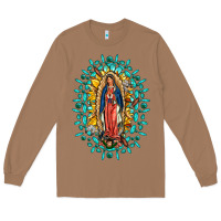 Toasted Coconut Our Lady Of Guadalupe Gemstone Sunflowers Long Sleeve Tee - FaDigitalArtStudio