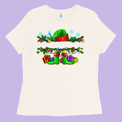 Custom Name Christmas Elf Ladies Tee Designed By Texasbilliewilder