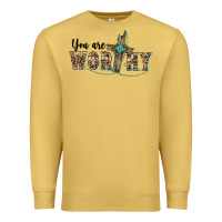 Antique Gold you are worthy cross Premium Sweatshirt - BarkalooDesign