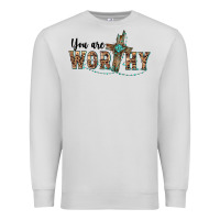 Dove Grey you are worthy cross Premium Sweatshirt - BarkalooDesign