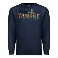 Navy you are worthy cross Premium Sweatshirt - BarkalooDesign