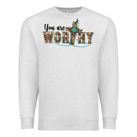 Oatmeal Heather you are worthy cross Premium Sweatshirt - BarkalooDesign