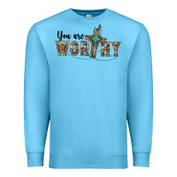 Ocean Blue you are worthy cross Premium Sweatshirt - BarkalooDesign