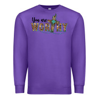 Purple you are worthy cross Premium Sweatshirt - BarkalooDesign