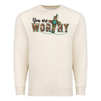 Sandshell you are worthy cross Premium Sweatshirt - BarkalooDesign