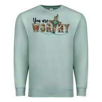 Seafoam you are worthy cross Premium Sweatshirt - BarkalooDesign