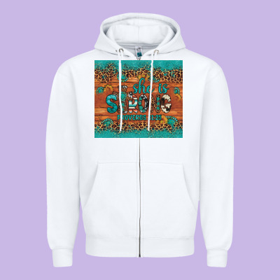 She Is Strong Gemstone Sunflower Leopard Zipper Hoodie Designed By Artiststas