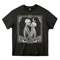 Asphalt The Lovers Tarot Card Skeleton Valentines Halloween Occult Heavy Core Tee - longCreatives