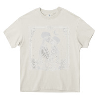Cream The Lovers Tarot Card Skeleton Valentines Halloween Occult Heavy Core Tee - longCreatives