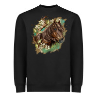 Black missouri horse floral background Heavyweight Sweatshirt - LillyAllenDesigns