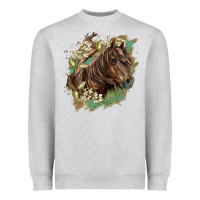 Heather Grey missouri horse floral background Heavyweight Sweatshirt - LillyAllenDesigns