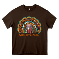 Chocolate Brown gobble till you wobble thanksgiving rainbow Heavy Core Tee - RanaPortraitStore