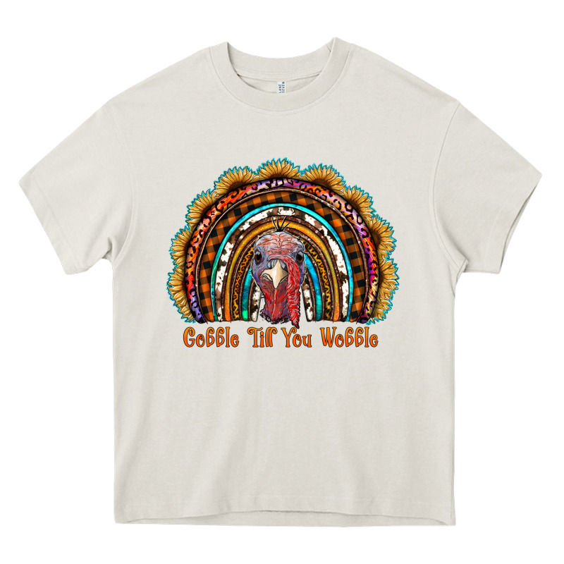 Gobble Till You Wobble Thanksgiving Rainbow Heavy Core Tee by RanaPortraitStore | Teevron