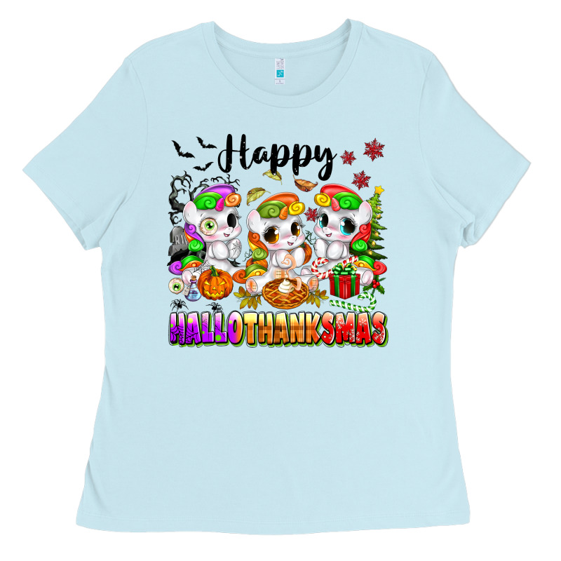 Happy Hallothanksmas Unicorns Ladies Tee by texasbilliewilder | Teevron