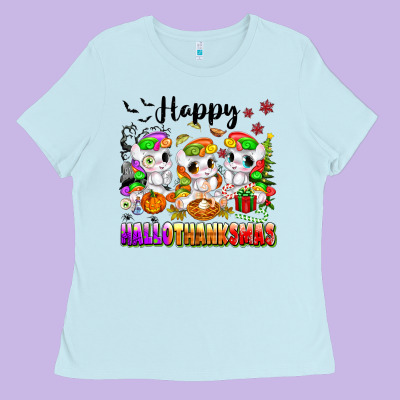 Happy Hallothanksmas Unicorns Ladies Tee Designed By Texasbilliewilder