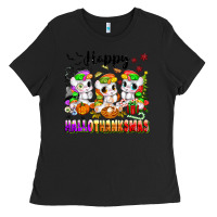 Black happy hallothanksmas unicorns Ladies Tee - texasbilliewilder