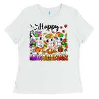 White happy hallothanksmas unicorns Ladies Tee - texasbilliewilder