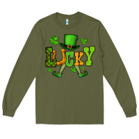 Army Green St. Patrick's lucky leprechaun Long Sleeve Tee - OliviaCreatesArt