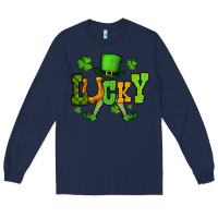 Navy St. Patrick's lucky leprechaun Long Sleeve Tee - OliviaCreatesArt