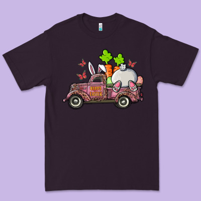 Happy Easter Pink Truck With Bunny Premium Tee Designed By Ranaportraitstore