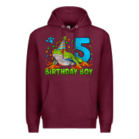 Burgundy Birthday Boy Frog Age 5 Premium Hoodie - LillyAllenDesigns