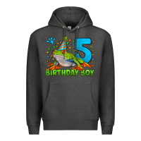 Charcoal Heather Birthday Boy Frog Age 5 Premium Hoodie - LillyAllenDesigns