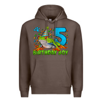 Coffee Birthday Boy Frog Age 5 Premium Hoodie - LillyAllenDesigns