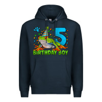 Navy Birthday Boy Frog Age 5 Premium Hoodie - LillyAllenDesigns