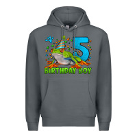 Rock Birthday Boy Frog Age 5 Premium Hoodie - LillyAllenDesigns