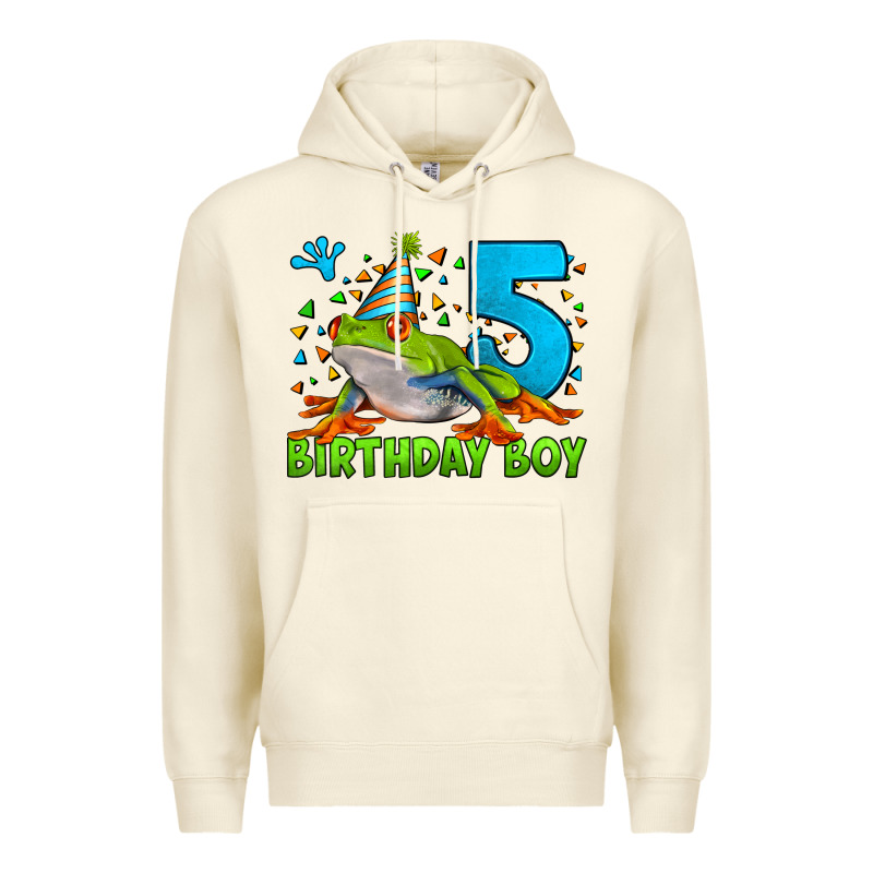 Birthday Boy Frog Age 5 Premium Hoodie by LillyAllenDesigns | Teevron