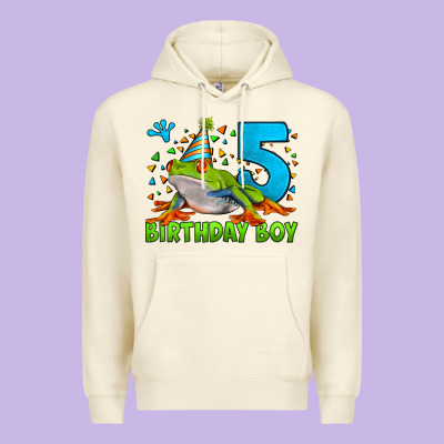 Birthday Boy Frog Age 5 Premium Hoodie Designed By Lillyallendesigns